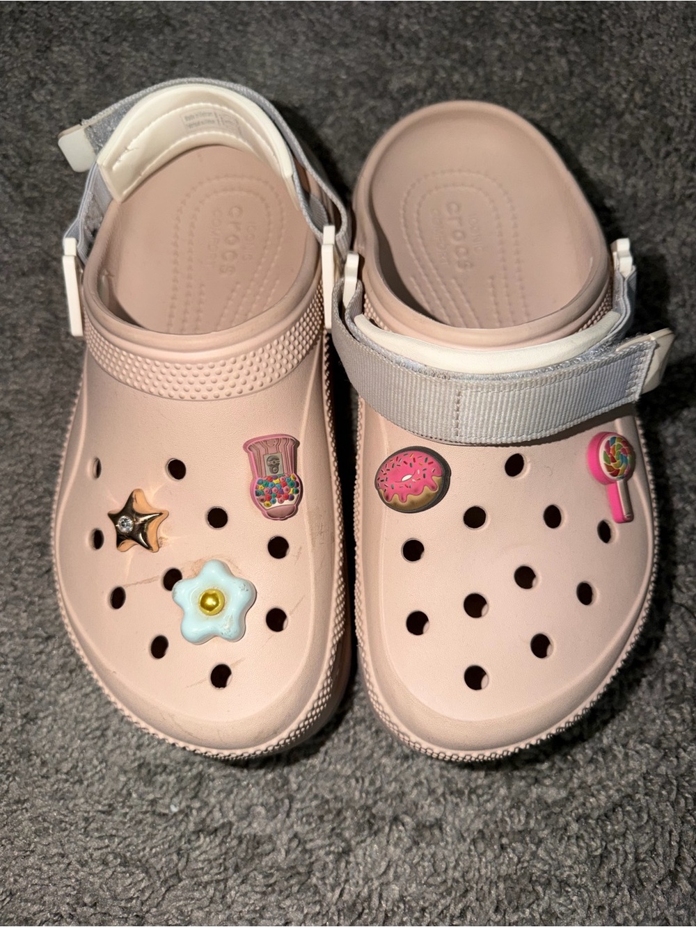 CROCS Kids Clog Sandals in Blush Pink with Charms
